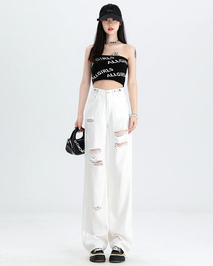 New Slimming High Waist Denim Pants All-matching Slim Fit Straight