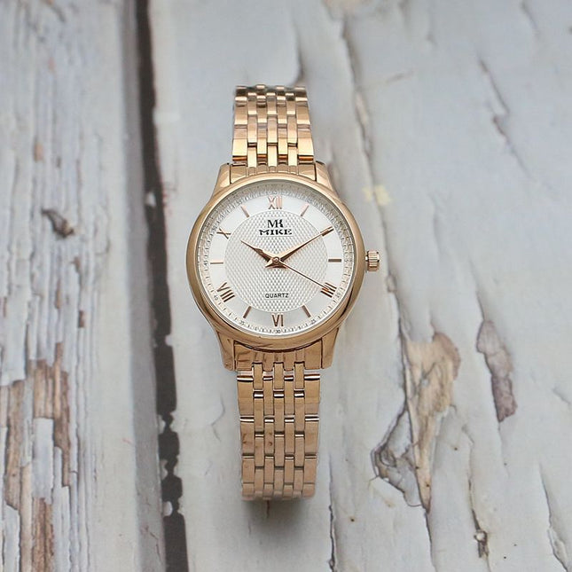 Waterproof Men's Gold Watch Fashion Gun Color Steel Band Quartz Watch