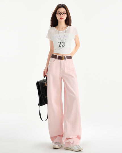 Cherry Blossom Wide Leg Draping Mop Jeans