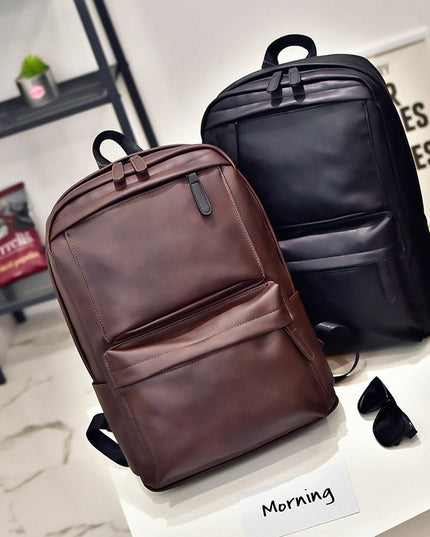 Retro casual backpack backpack men computer bag student bag Korean female leather travel tide one generation