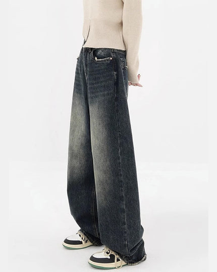 Plus Size High Waist Loose And Slimming Straight Wide Leg Jeans For Women