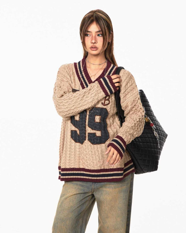 Jacquard Autumn And Winter Loose Idle Style Knitted Top