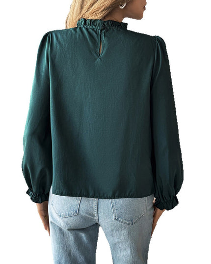 European And American Leisure Simple Style Long Sleeve Solid Color Stringy Selvedge Shirt