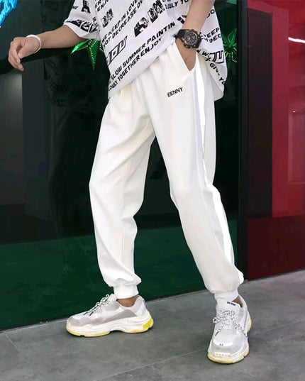 Reflective summer new men's sports pants students wild loose casual pants nine pants