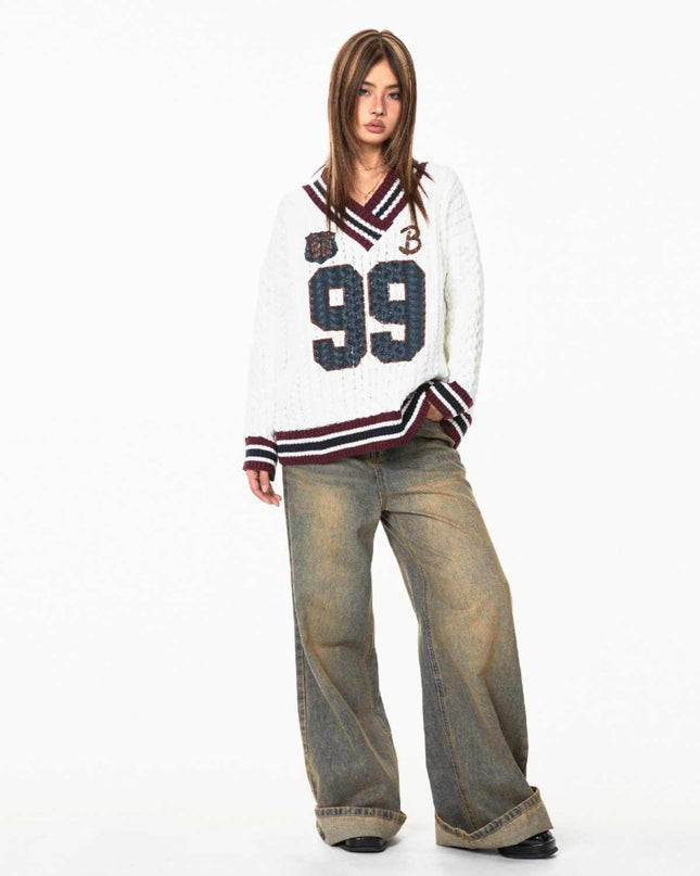 Jacquard Autumn And Winter Loose Idle Style Knitted Top