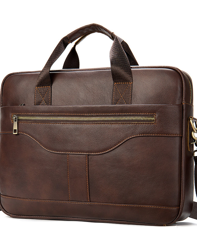 Vintage Business Office Handbag Men's Real-leather Bag Briefcase