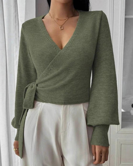 Autumn And Winter Irregular Lace-up Elegant Wool Short Clothes Top
