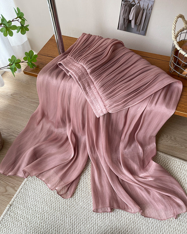 High-end Elegant Ice Silk High Waist Slimming Long Pants