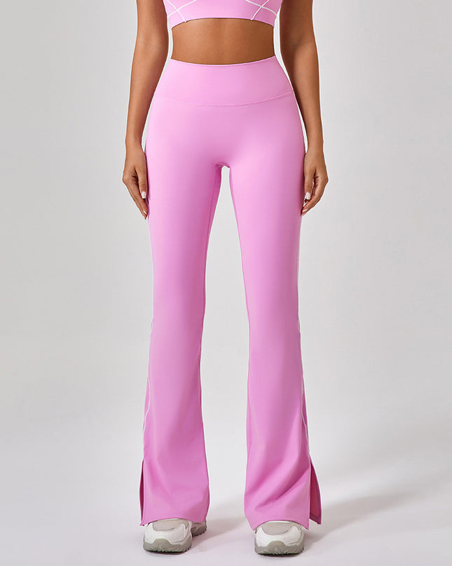 High Waist Tight Nude Feel Hip Lifting Yoga Bell-bottom Pants Women