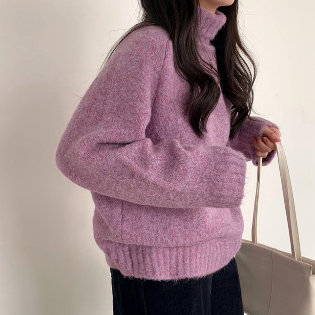 Retro Turtleneck Warm Pullover Bottoming Sweater Loose Outer Wear