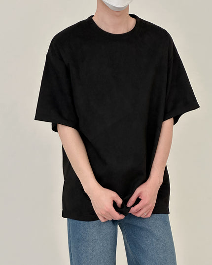 Suede Short-sleeved T-shirt Men's Casual Simple