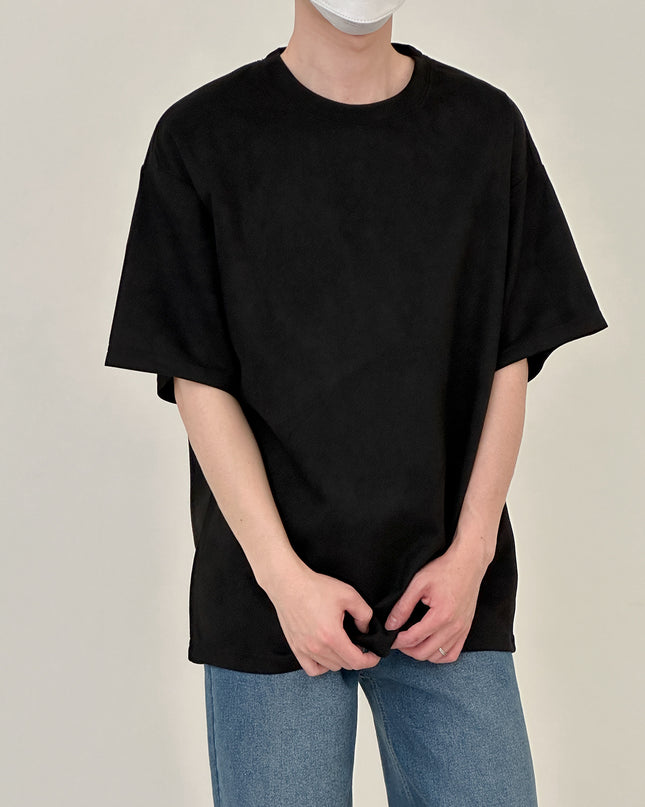 Suede Short-sleeved T-shirt Men's Casual Simple