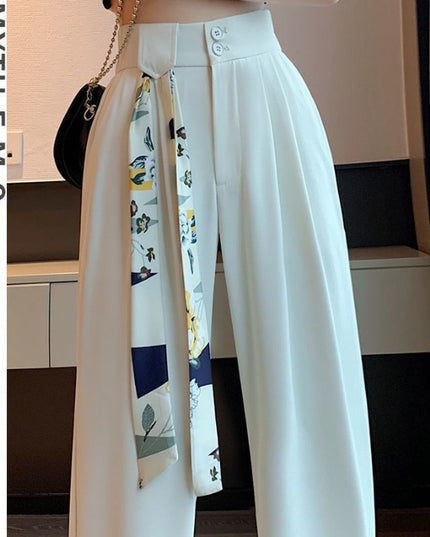 High Waist Narrow Version Ice Silk Wide-leg Pants Drape