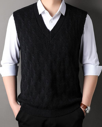 Woolen Vest Men's Twisted Loose Middle-aged Knitted Dad Vest Base Sleeveless Shirt Wholesale