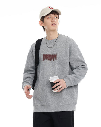 Men's American Style Trend Letters Printed Crew Neck Sweatshirt