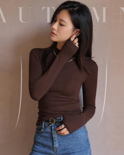 Slim Look Inside Half High Collar Base T Shirt