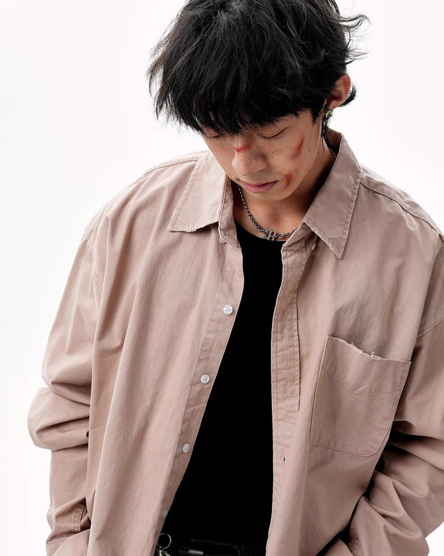 American Retro Solid Color Shirt Autumn