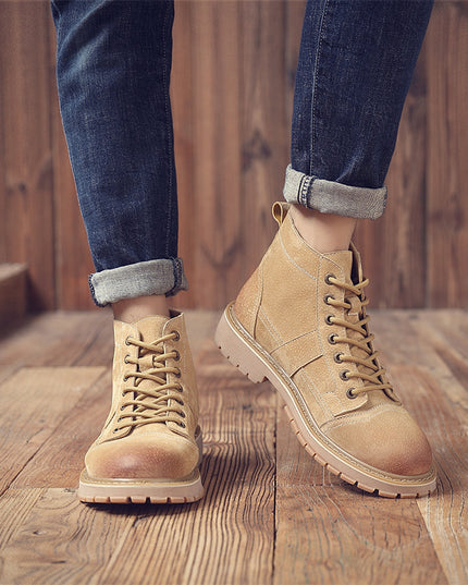 Leather high-top tooling shoes