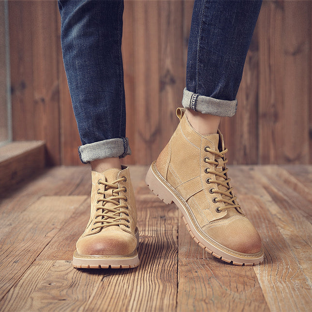 Leather high-top tooling shoes