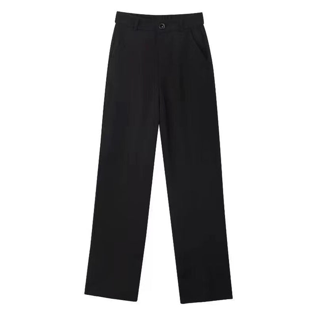 Women's Wide-leg Pants Summer Thin High Waist Slimming Draping Figure Small Straight Single Buckle Casual