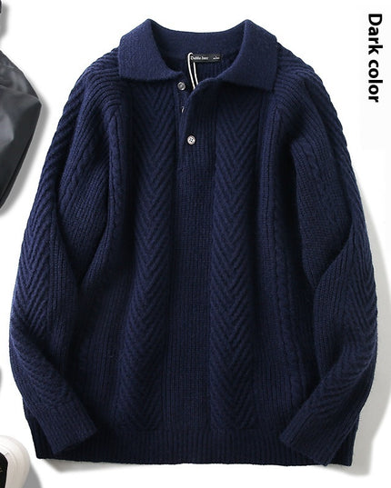 Fall Winter Polo Collar Pullover Sweater