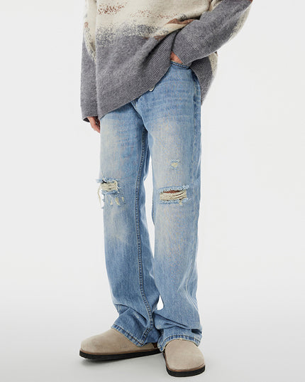 Summer High-grade Ripped Straight Wide-leg Pants