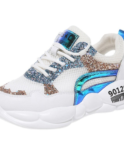 Hollow Rhinestone Sequins Sponge Cake Mesh Breathable Sports Daddy Shoes