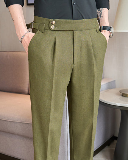 Cotton And Linen Texture Fabric Casual Suit Pants