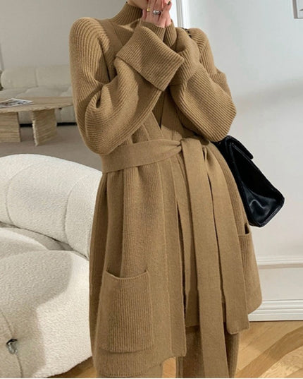 Women's Knitted Wide-leg Pants Sweater Cardigan Three-piece Set