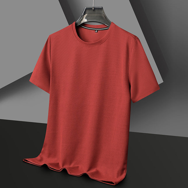 Summer Solid Color Men's Polyester Round Neck T-shirt