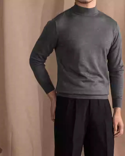 Soft Glutinous Skin-friendly Wool Mock Neck Sweater Gentleman