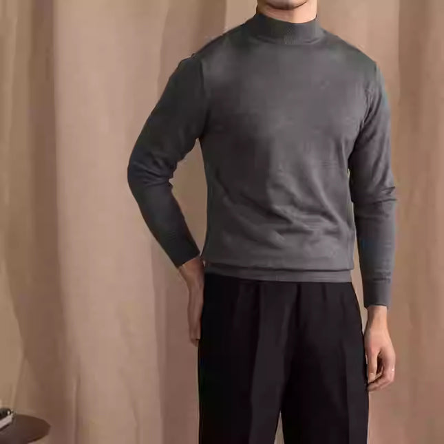 Soft Glutinous Skin-friendly Wool Mock Neck Sweater Gentleman