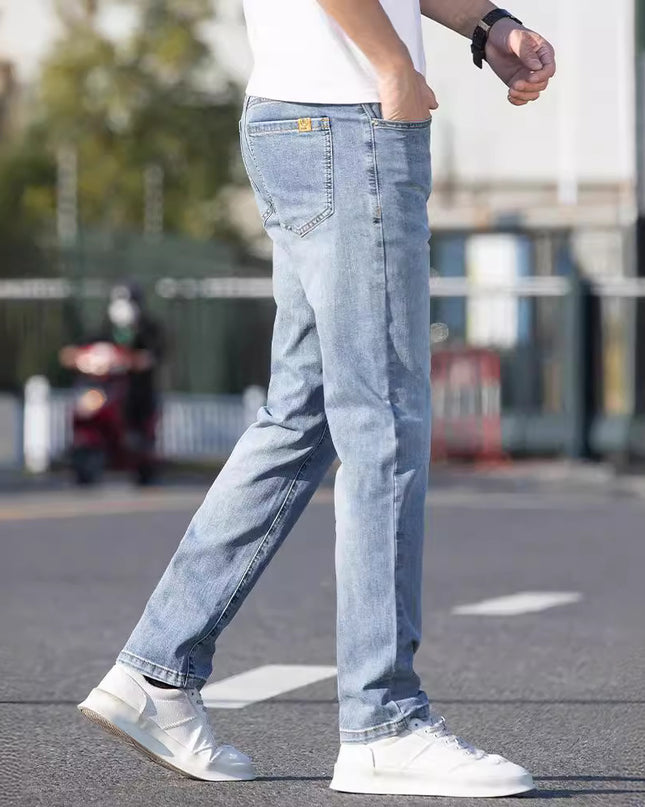 Summer Thin Jeans Men's Slim-fit Straight Trousers