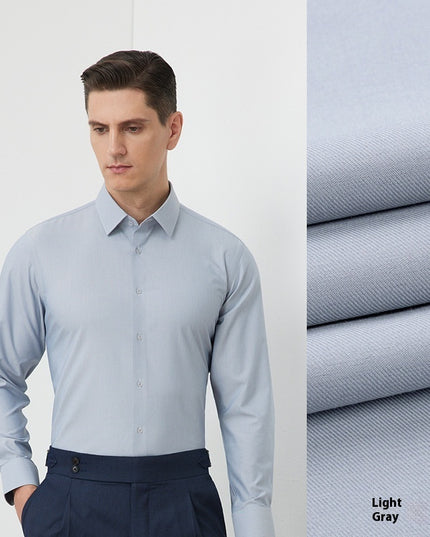 Men's Long-sleeved Mulberry Silk Non-ironing Business Clothing Micro-elastic Casual Shirt