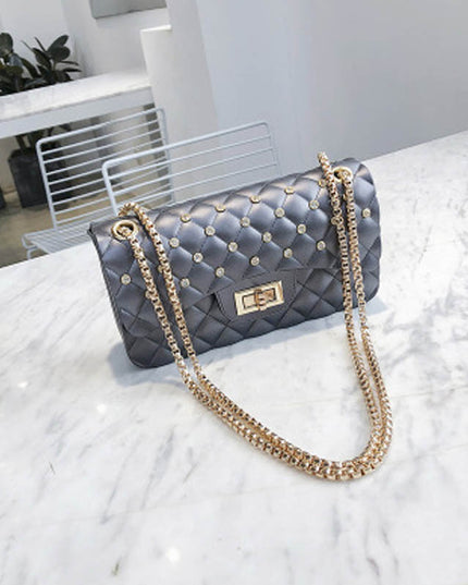 Diamond Chain One-Shoulder Diagonal Small Square Bag