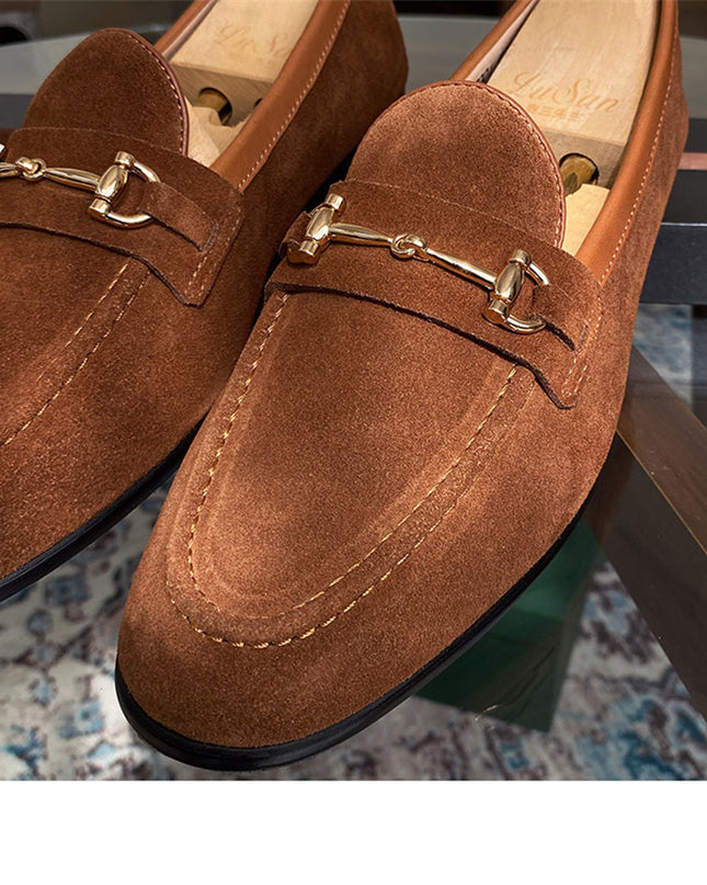 Soft Structure Suede Horsebit Slip On Shoes For Men