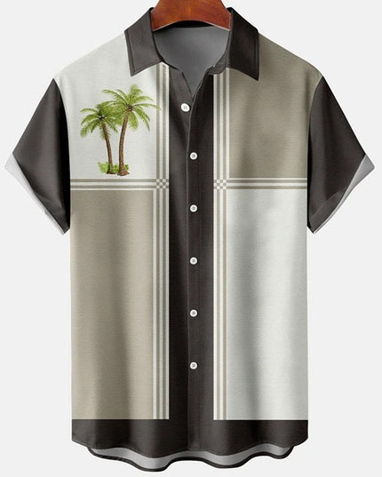 Men's Casual Slim Beach 3D Printed Short Sleeve Shirt