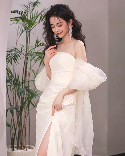 Tube Top Light Wedding Dress Bride Simple Long