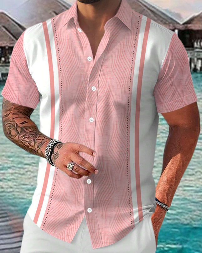Casual All-matching Fashion Geometric Trend Short Sleeve Shirt