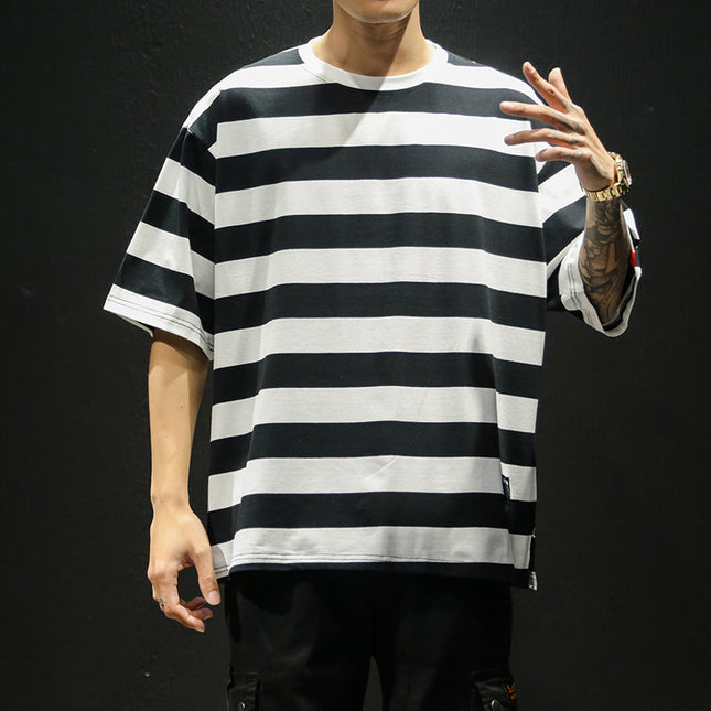 Men's striped short-sleeved T-shirt