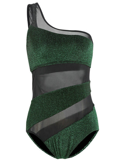 Women's one-shoulder mesh swimwear