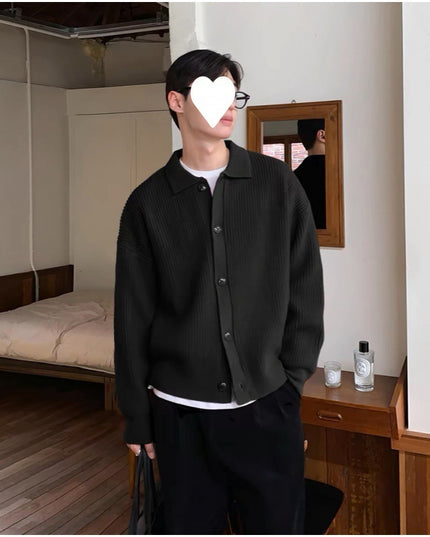 Handsome Idle Style Knitted Cardigan Casual Unisex Style