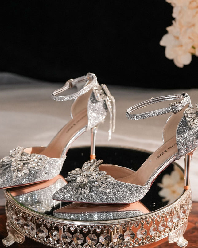 Sequin Rhinestones Bow Tassel Hollowed Sandals