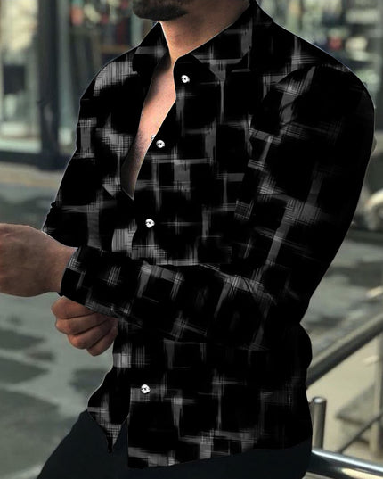 3D Digital Printing Lapel Long Sleeve Shirt