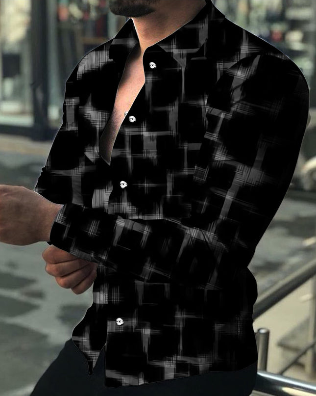 3D Digital Printing Lapel Long Sleeve Shirt