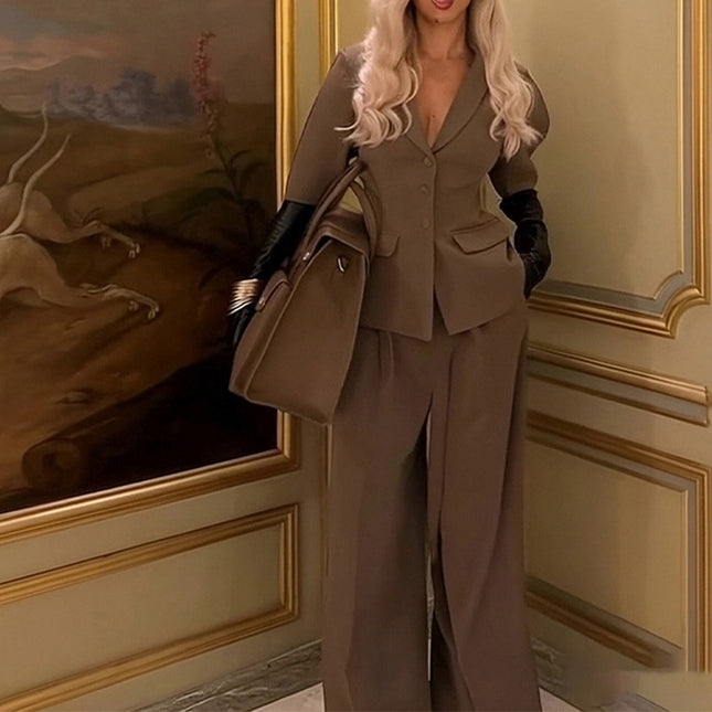 Top And Trousers Suit Slim Fit Waist