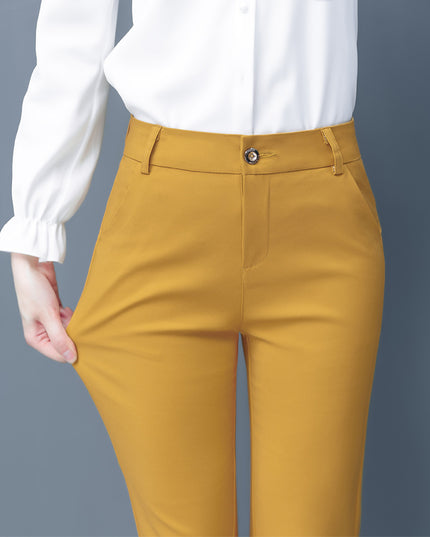 Blue Suit Pants Spring Women's High Waist Career Figure Flattering Drape Skinny Pants