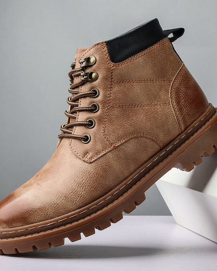 Men's Autumn Leisure Tooling Middle Tube Non-slip Wear-resistant Leather Boots
