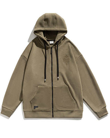 Embroidered Loose Sports Zipper Jacket