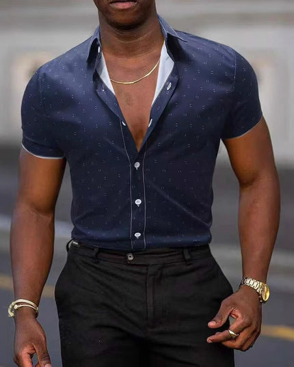 Breathable Stretch Thin Printed Short-sleeved Men's Shirt